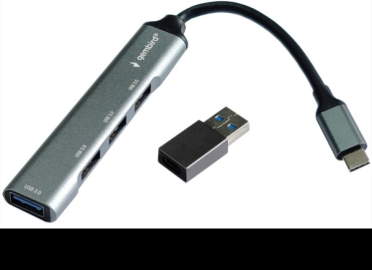 UHB-U3P4-05 ** Gembird HUB Type-C+A to 4*USB3.0 Aluminum ( 688)
